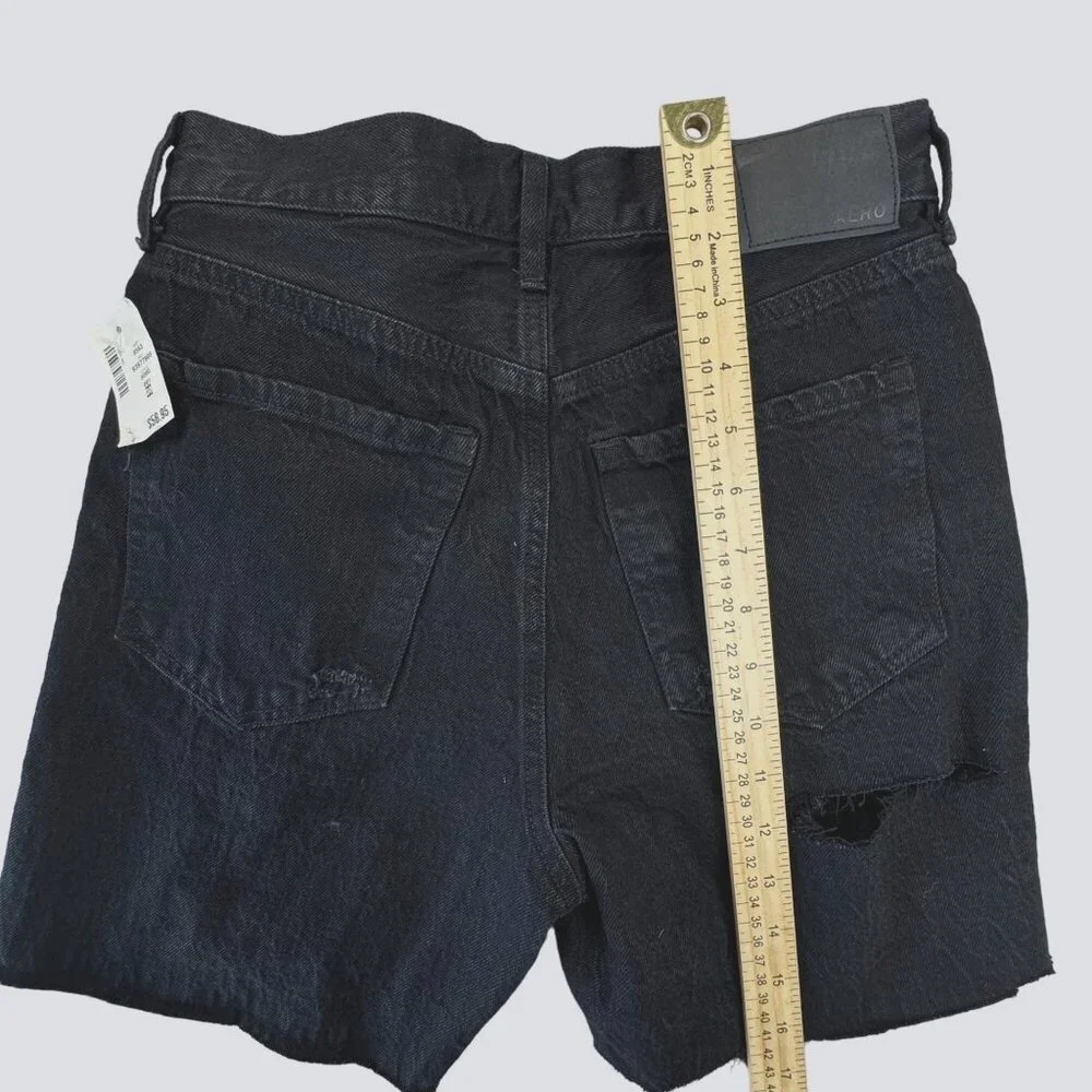 Aeropostale NWT Women's Black Shorts‎ 90's Baggy Shorts Hemp Denim